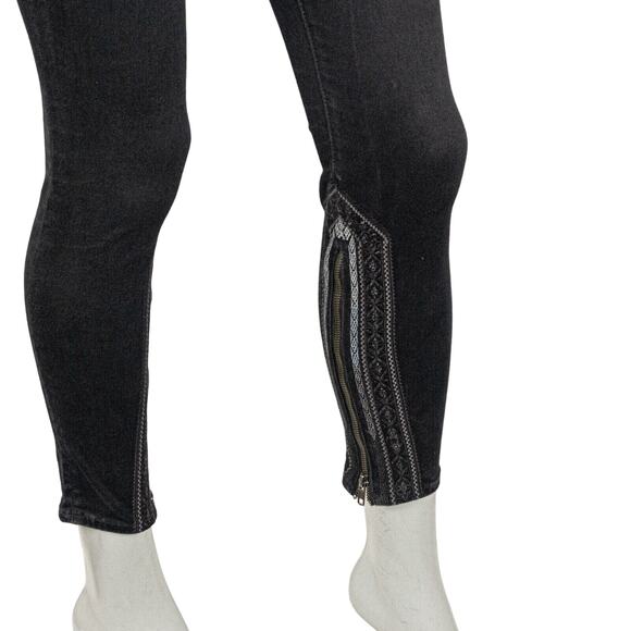 MOTHER denim Looker inside Zip Jeans Black Sheep Princess embroidered sz 26 - Picture 12 of 14